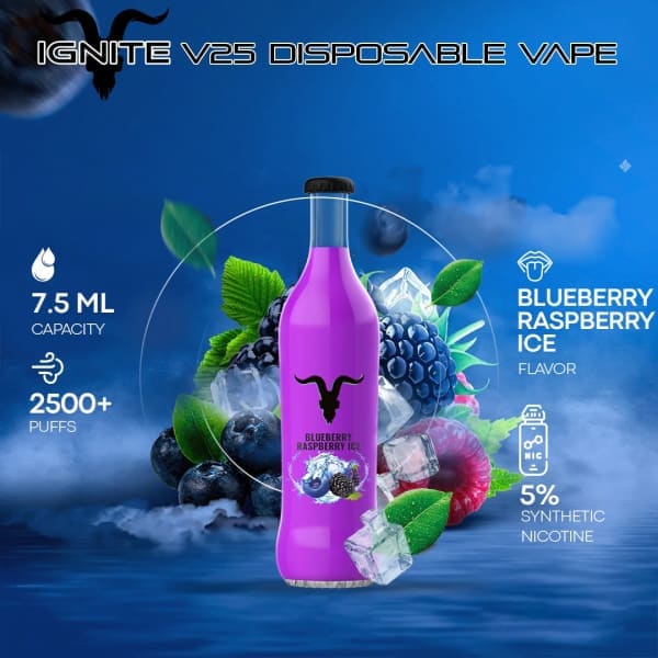 Ignite V25 Blueberry Raspberry Ice Disposable Vape 2500 Puffs (Dan Bilzerian) in Dubai, UAE, Abu Dhabi, Sharjah